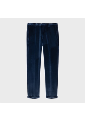 Paul Smith Slim-Fit Navy Cotton Velvet Trousers Blue
