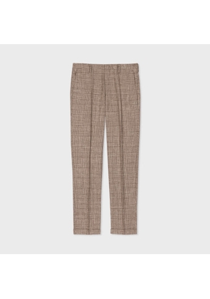 Paul Smith Slim-Fit Brown Houndstooth Check Wool-Linen Trousers
