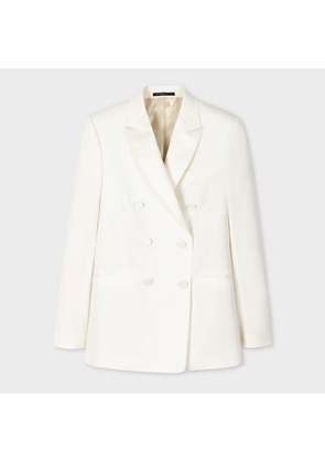 Paul Smith Women's Ivory Stretch-Wool Double-Breasted Tuxedo Blazer White