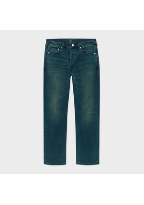 PS Paul Smith Standard-Fit 'Crosshatch Stretch' Blue Over-Dye Jeans