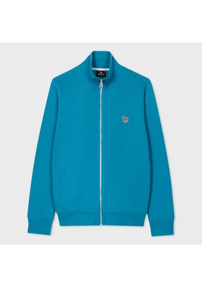 PS Paul Smith Teal Blue Zebra Logo Organic Cotton Zip Sweatshirt