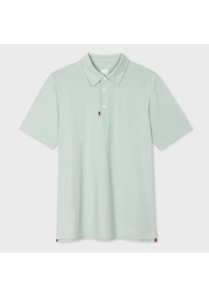 Paul Smith Pale Green Jersey Polo Shirt with 'Artist Stripe' Tab