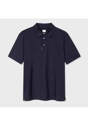 Paul Smith Navy Jersey Polo Shirt with 'Artist Stripe' Tab Blue