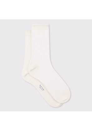 Paul Smith Women's Ivory Ribbed Socks White