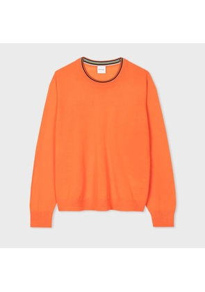 Paul Smith Women's Orange Crew Neck 'Signature Stripe' Sweater