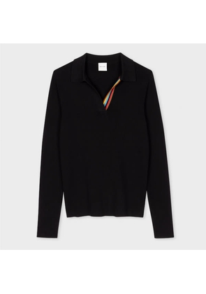 Paul Smith Women's Black Ribbed 'Signature Stripe' Cotton Sweater