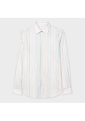 Paul Smith Tailored-Fit Ecru and Light Blue 'Painted Stripe' Shirt