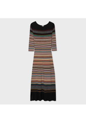 Paul Smith Women's 'Signature Stripe' Knitted Midi Dress Multicolour