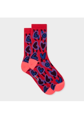 Paul Smith Women's Red 'Valentines' Socks