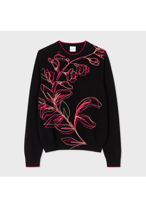 Paul Smith Women's Black 'Ink Floral' Lambswool Sweater