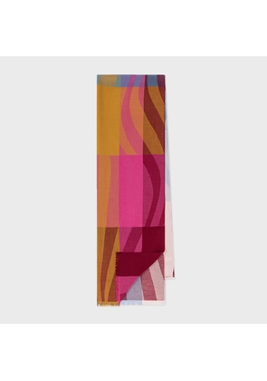 Paul Smith Women's Colourblock 'Swirl' Stripe Logo Scarf Multicolour