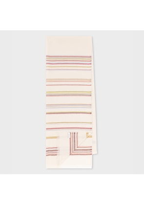 Paul Smith Ecru 'Signature Stripe' Silk-Blend Scarf White