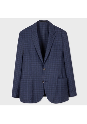Paul Smith Navy Ombre-Check Wool-Blend Blazer Blue
