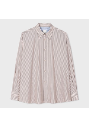 Paul Smith Beige Stripe Oversized Cotton Shirt Brown