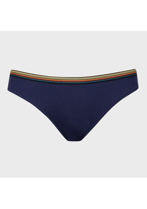 Paul Smith Women's Navy 'Signature Stripe' Trim Bikini Bottom Blue