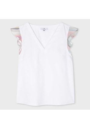 PS Paul Smith Women's White Cotton 'Swirl' Sleeve Top