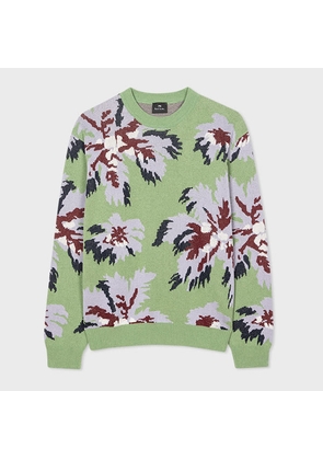 PS Paul Smith Green 'Palmera' Jacquard Cotton-Blend Sweater
