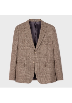 Paul Smith Brown Houndstooth Check Wool-Linen Blazer