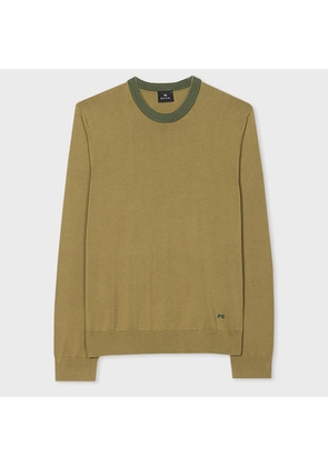 PS Paul Smith Khaki Contrast Neck Organic Cotton Sweater Green
