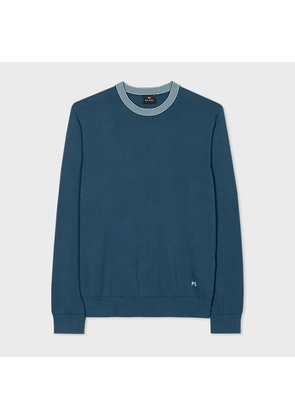 PS Paul Smith Mid-Blue Contrast-Collar Organic Cotton Sweater