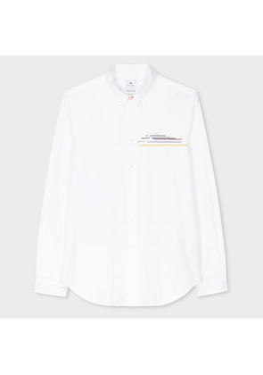 PS Paul Smith Tailored-Fit White Embroidered Stripe Cotton Shirt