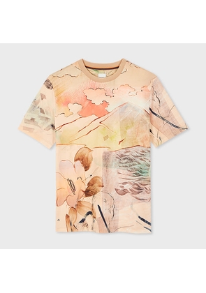 Paul Smith 'Narcissus' Print Cotton T-Shirt Brown