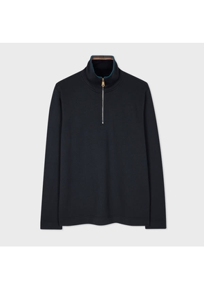 Paul Smith Navy Cotton-Blend Zip-Neck Sweatshirt Blue