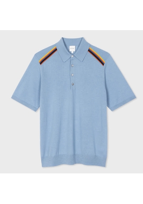 Paul Smith Light Blue 'Artist Stripe' Washable Wool Polo Shirt