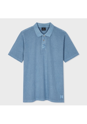 PS Paul Smith Blue Acid Wash Cotton Polo Shirt