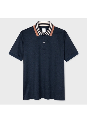 Paul Smith Navy Contrast Collar Cotton Polo Shirt Blue