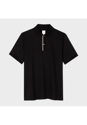Paul Smith Black 'Signature Stripe' Trim Polo Shirt