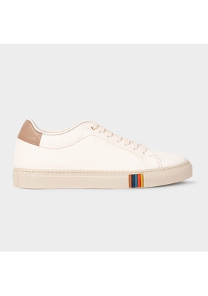 Paul Smith Cream Leather 'Basso' Trainers with 'Artist Stripe' Trim White