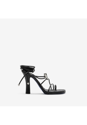 Burberry Leather Ivy Shield Heeled Sandals