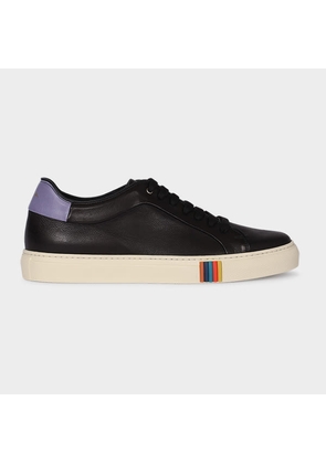 Paul Smith Black Leather 'Basso' Trainers With Purple Trim