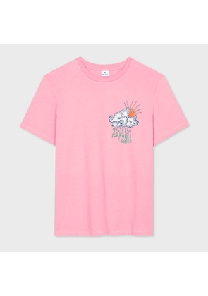 PS Paul Smith Women's Pink 'Sunshine & Showers' Cotton T-Shirt