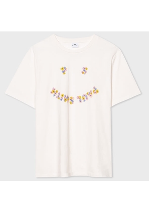 PS Paul Smith Women's White 'Floral Happy' Print T-Shirt