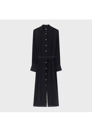 PS Paul Smith Women's Black Silk-Blend Shirt Maxi Dress