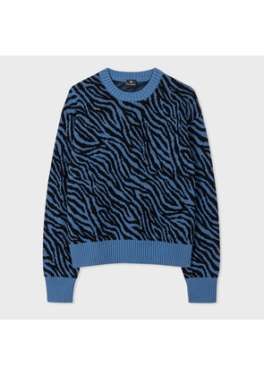 PS Paul Smith Women's Organic Cotton Blue Zebra Sweater