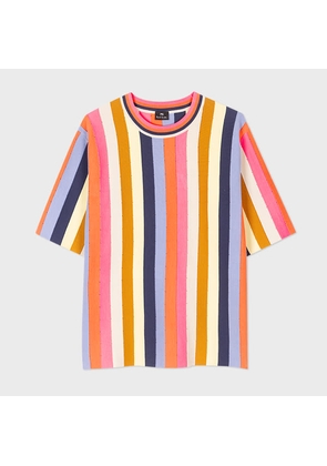 PS Paul Smith Women's Multi Stripe Organic Cotton Knitted Top Multicolour