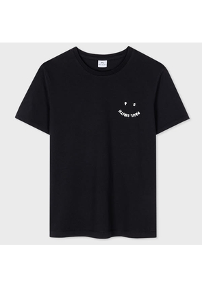 PS Paul Smith Women's Black Embroidered 'Happy' Logo T-Shirt