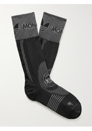 Moncler Genius - adidas Originals Logo-Jacquard Ribbed Recycled Stretch-Knit Socks - Men - Black - S