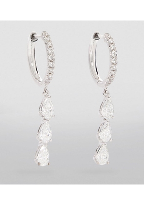 Anita Ko White Gold And Diamond Huggie Hoop Three-Drop Earrings