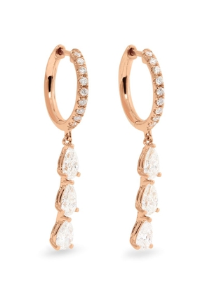 Anita Ko Rose Gold And Diamond Huggie Hoop Three-Drop Earrings