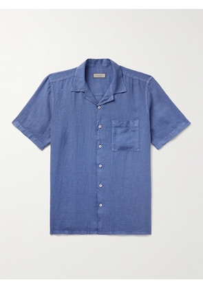 Canali - Camp-Collar Linen Shirt - Men - Blue - S