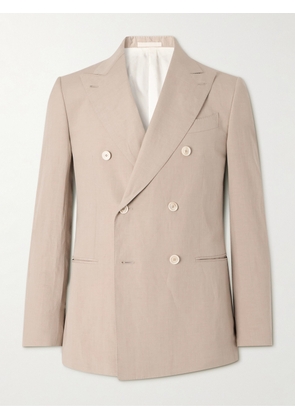 Caruso - Norma Double-Breasted Silk and Linen-Blend Suit Jacket - Men - Neutrals - IT 46
