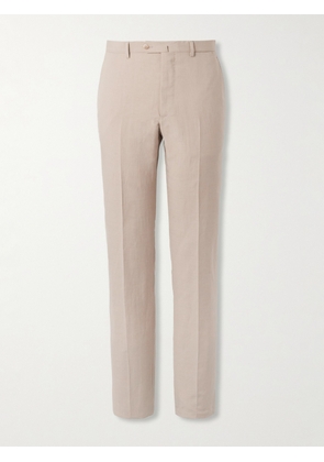 Caruso - Slim-Fit Tapered Slub Silk and Linen-Blend Suit Trousers - Men - Neutrals - IT 46