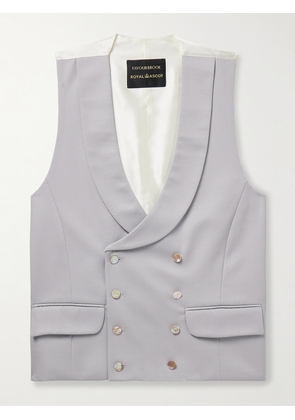 Favourbrook - Slim-Fit Shawl-Collar Double-Breasted Wool-Twill and Satin Waistcoat - Men - Gray - UK/US 36