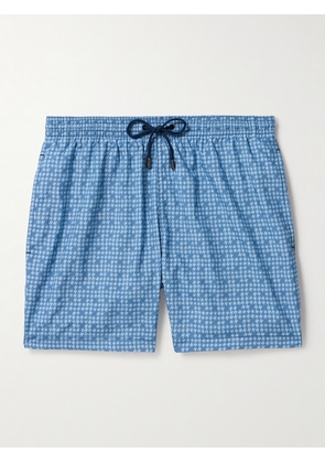 Canali - Straight-Leg Mid-Length Houndstooth Swim Shorts - Men - Blue - S
