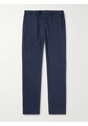 Canali - Slim-Fit Garment-Dyed Stretch Lyocell and Cotton-Blend Twill Trousers - Men - Blue - IT 46
