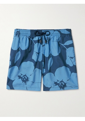 Canali - Straight-Leg Mid-Length Floral-Print Swim Shorts - Men - Blue - S